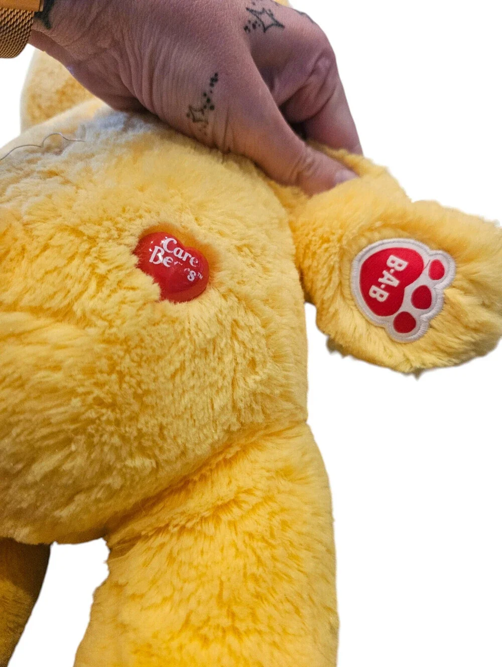 Build-A-Bear Care Bears Funshine Bear Yellow Plush Sun Belly Badge Stuffed
